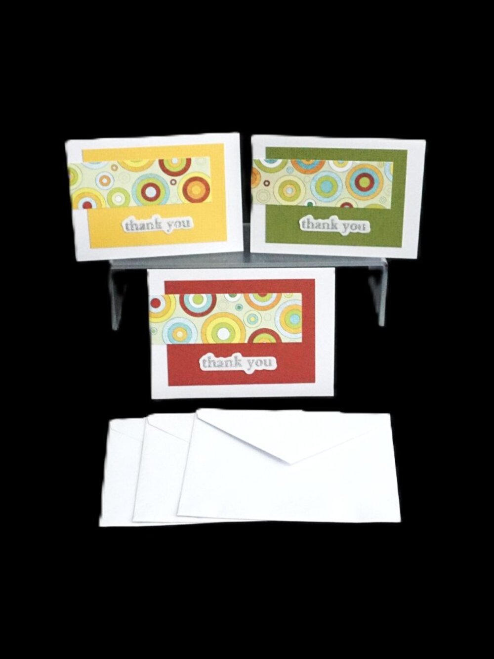 Set of 3 Thank You Sunshine Multi Color Circle Handmade Greeting Note Cards